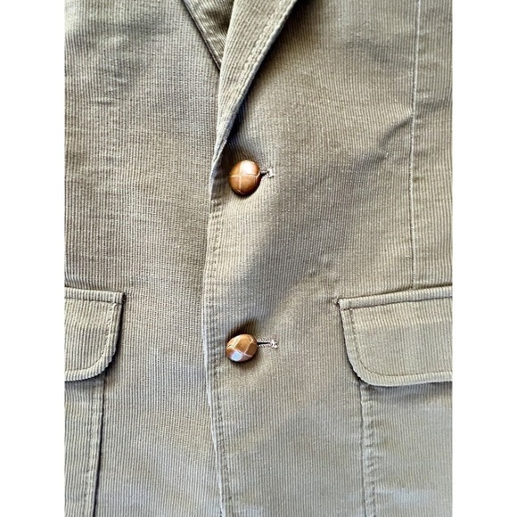 VINTAGE CORDUROY Mens Khaki Two Button Sport Coat Suit Jacket/Blazer,36 - Picture 11 of 15